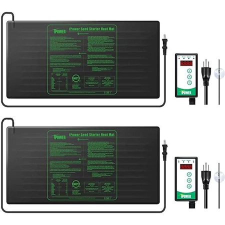Ipower 2 Pack Digital  Thermostat Controller and 48" x 20" Seeding Heat Mat, 10PK GLHTMTCTRLV2HTMTLX2